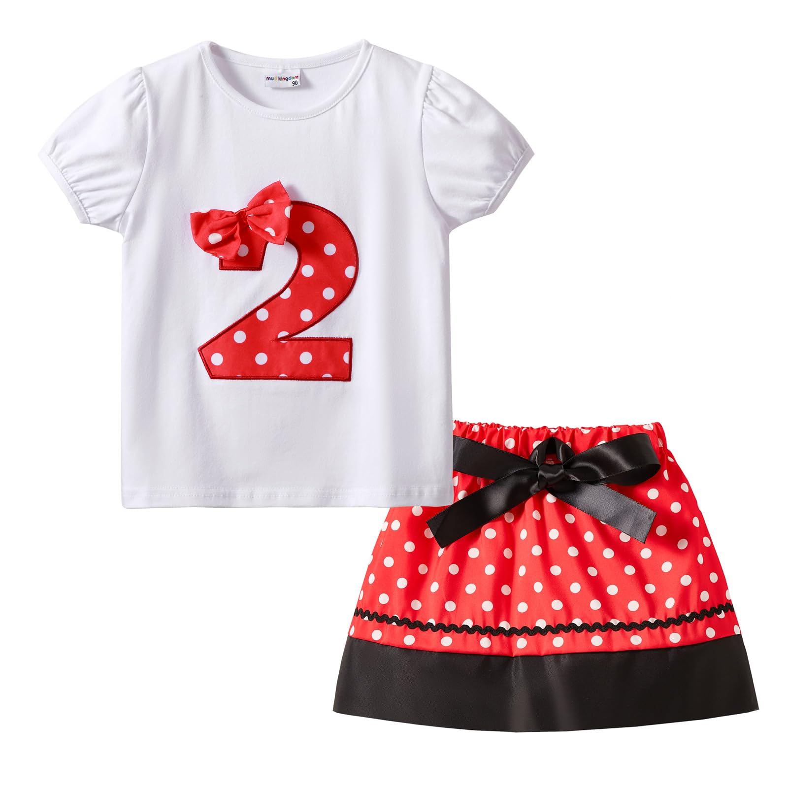 Mud KingdomPolka Dot Toddler Girls Birthday Clothing Set I am 2 Red Skirt