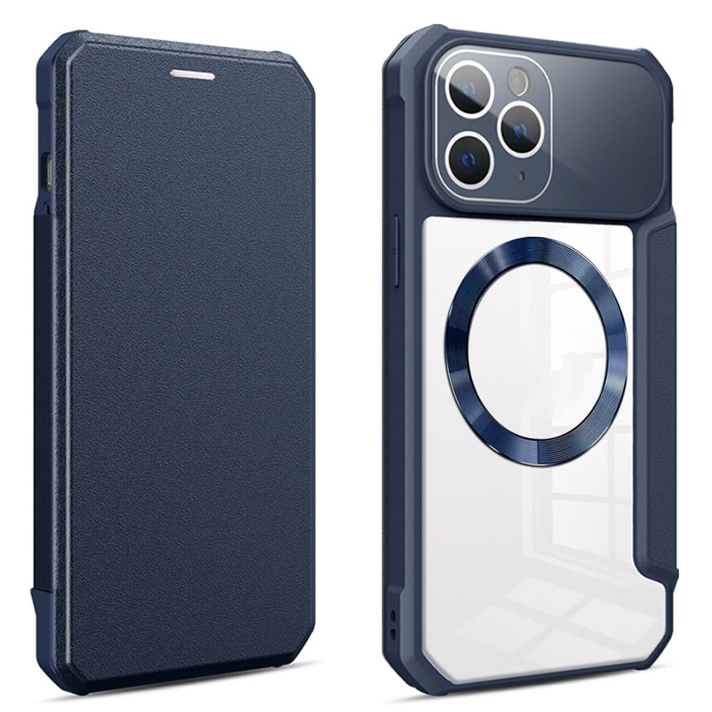 Étui en cuir à rabat magnétique pour iPhone 11 bleu - 8