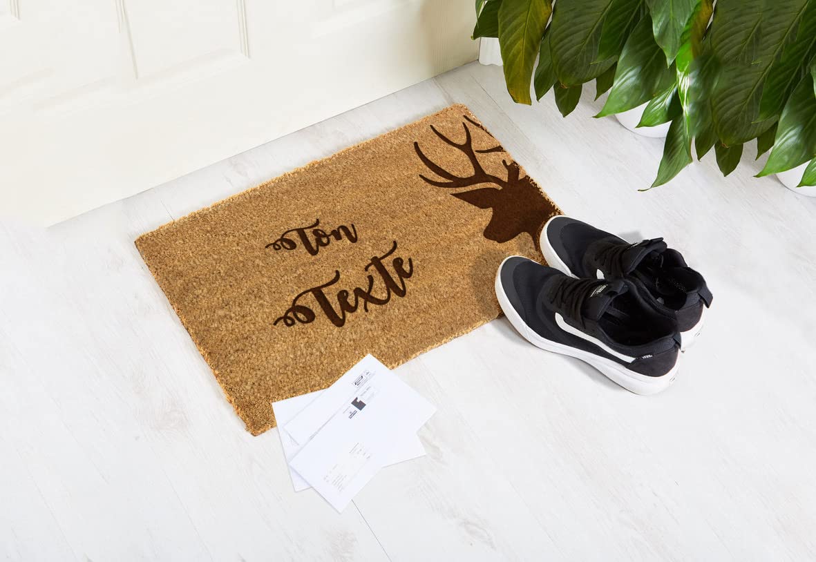 Paillasson personnalisé en fibre de coco avec n'importe quel texte, Tapis antidérapant et absorbant, Différents motifs de paillassons internes pour l'intérieur de la maison (90 x 60cm, modèle 11)