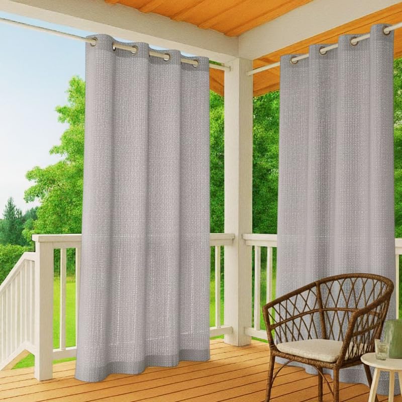 150 GSM Outdoor Sun Blocking Balcony Eyelet/Grommet Curtains Sun & UV Protection, Light Filtering 4.5 X 7 FT Door Curtain (Grey) Pack of 2 Pc-image-10