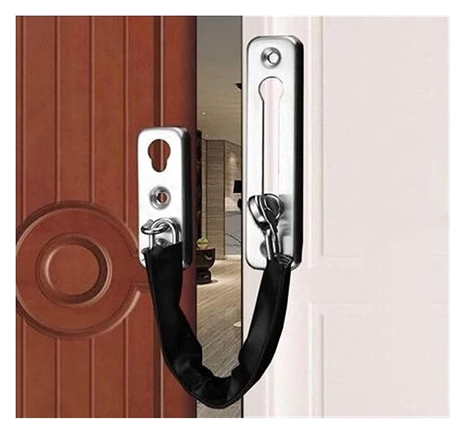 Cerradura De Cadena Seguridad Puerta Acero Inoxidable | Plata for puertas de entrada, puertas de apartamentos y habitaciones de hotel.