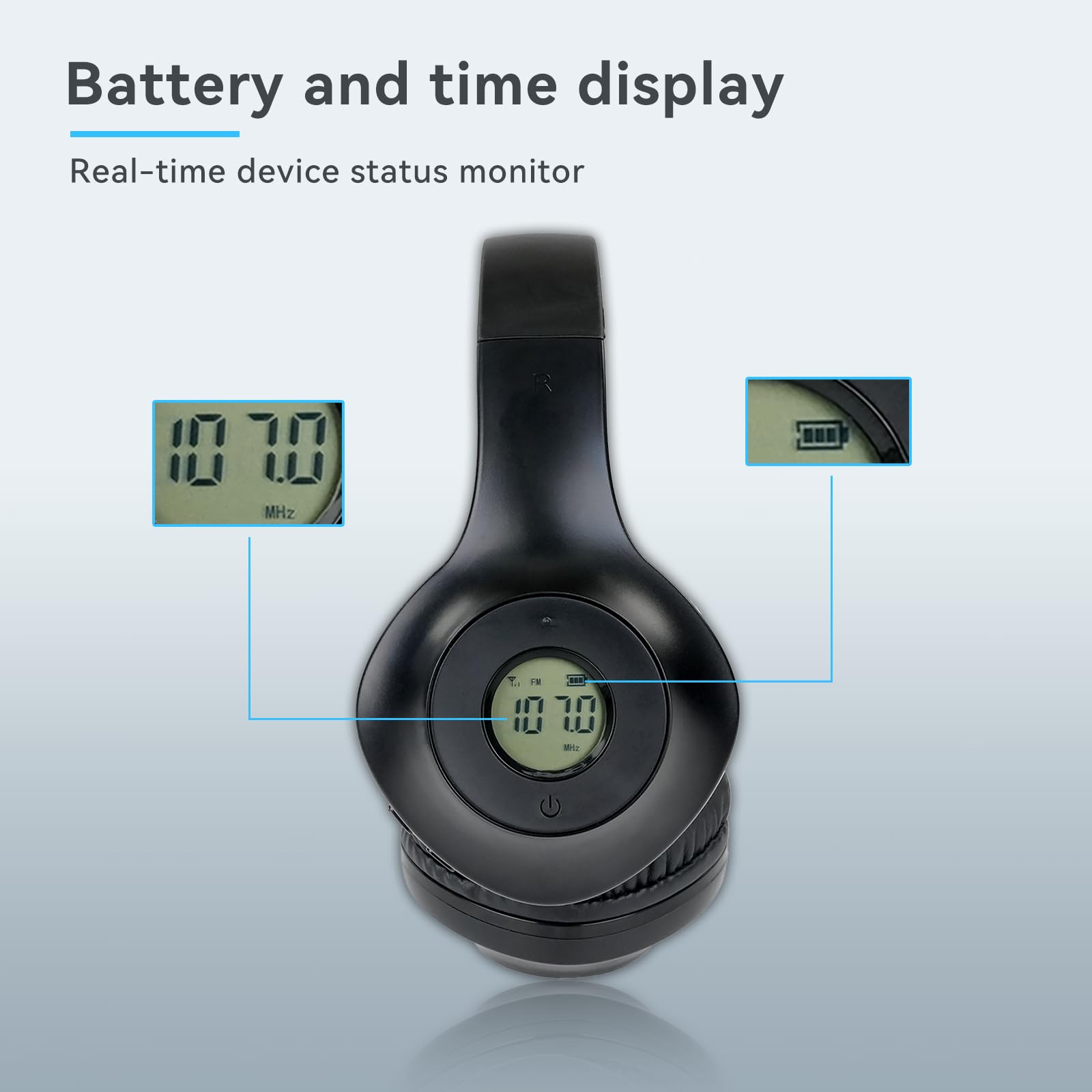 Retekess TR104P Cuffie Radio FM, Pieghevole Cuffie Over Ear, Ricevitore FM, Supporto Ingresso AUX Alimentato a Batteria,Adatto per Studenti che Studiano e si Esercitano