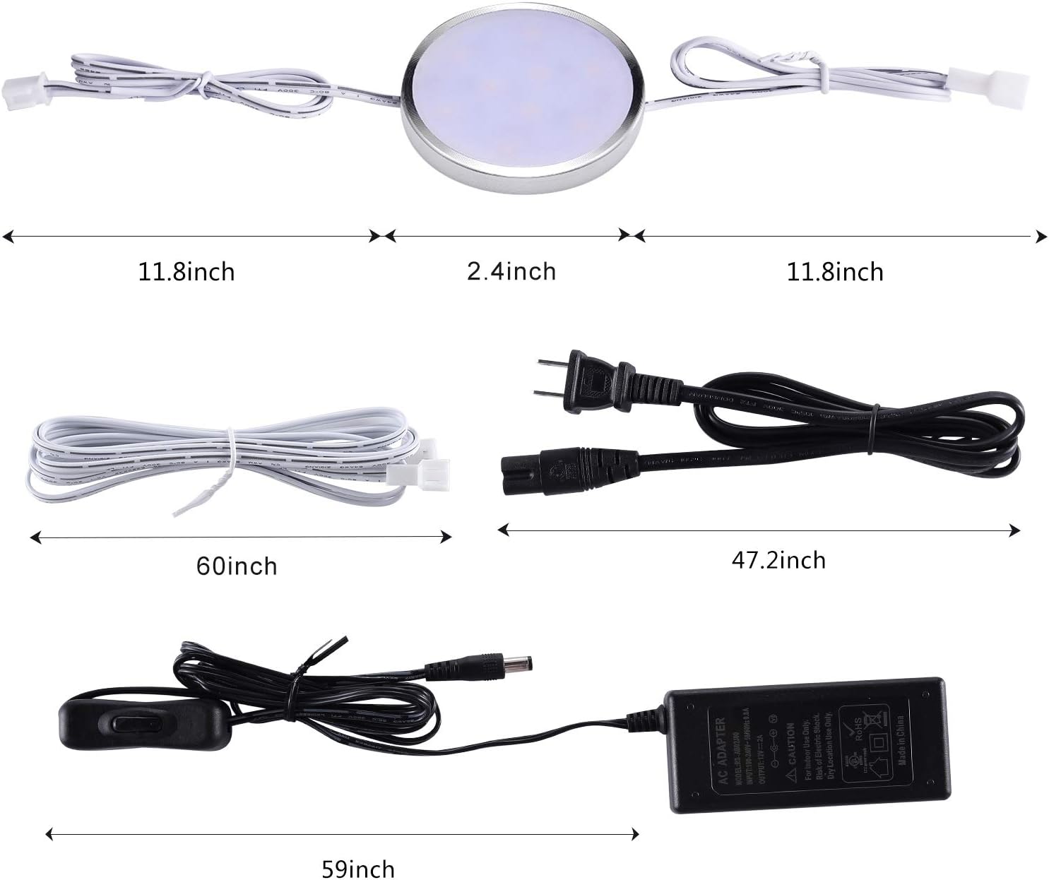 Puck Lights Under Cabinet Lighting,12V LED Dimmable Kitchen Counter Lights Wired,Perfect for Closet Shelf Cupboard Book Case Display Lighting,All Kits Included 24W 12 Pack(Warmwhite)
