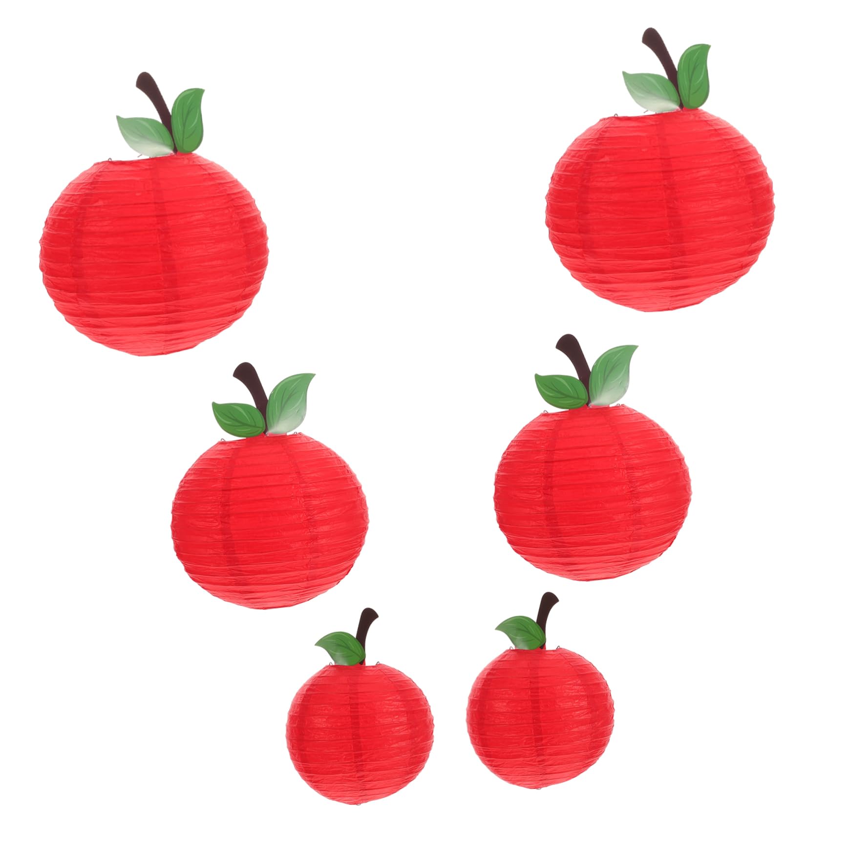 Zerodeko 6pcs Red Apple Shaped Paper Lanterns Versatile Back to School Decor Fruit Themed Party Hanging Decorations for Classroom and Birthday Celebrations