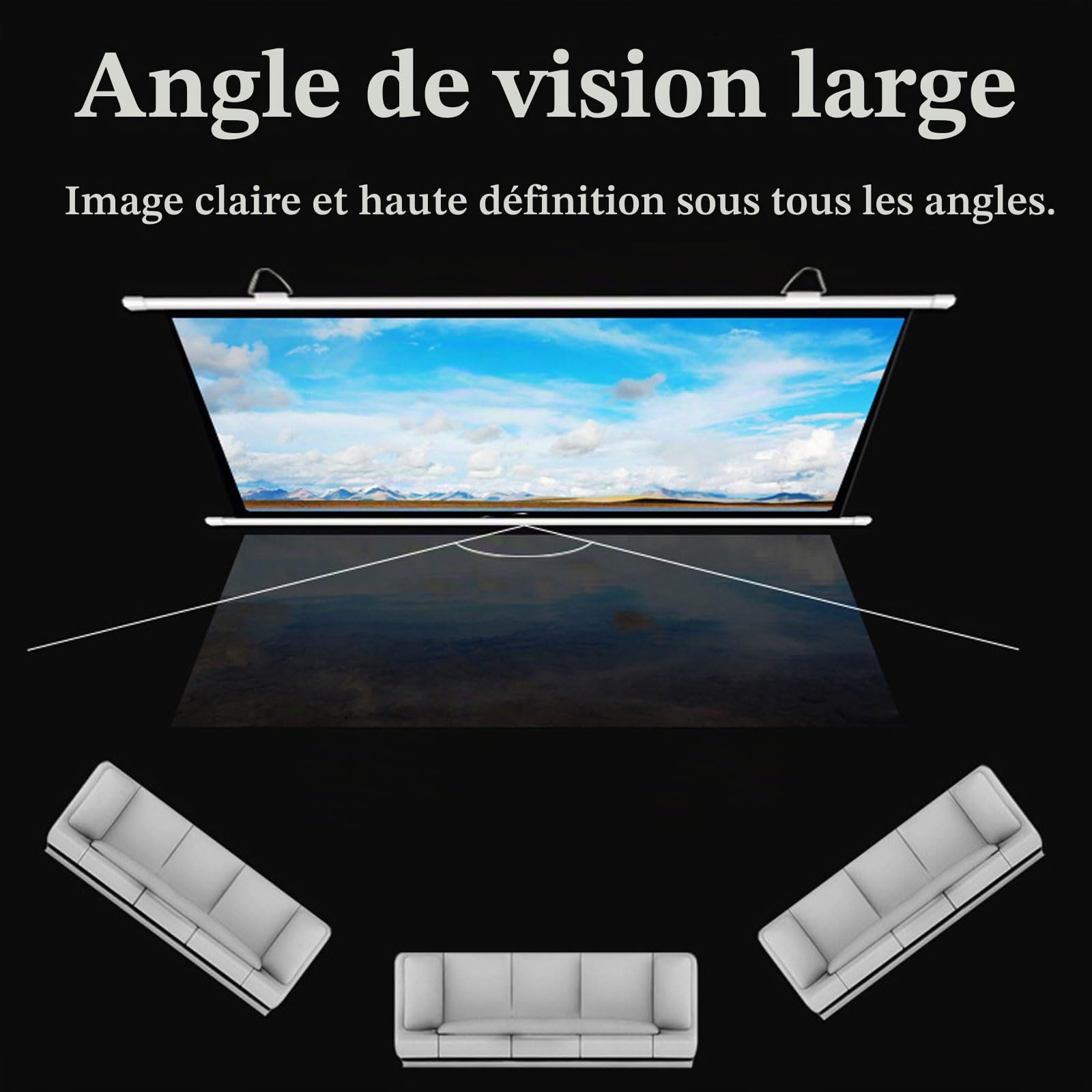 Écran De Projection 60" Manuel Enroulable,ÉCran Plafond Videoprojecteur,Toile projecteur Home Cinema,Anti-Plis,Facile à Ranger,pour CinéMa à Domicile en Salle MultiméDia