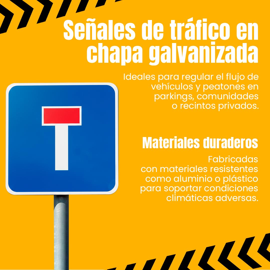 PARKING FÁCIL | Señal de Tráfico Chapa Economica | Resistente de Acero Termolacado | Señalización de Carreteras | Seguridad Vial | Máxima Visibilidad, Tamaño 50 cm (Calle sin Salida)