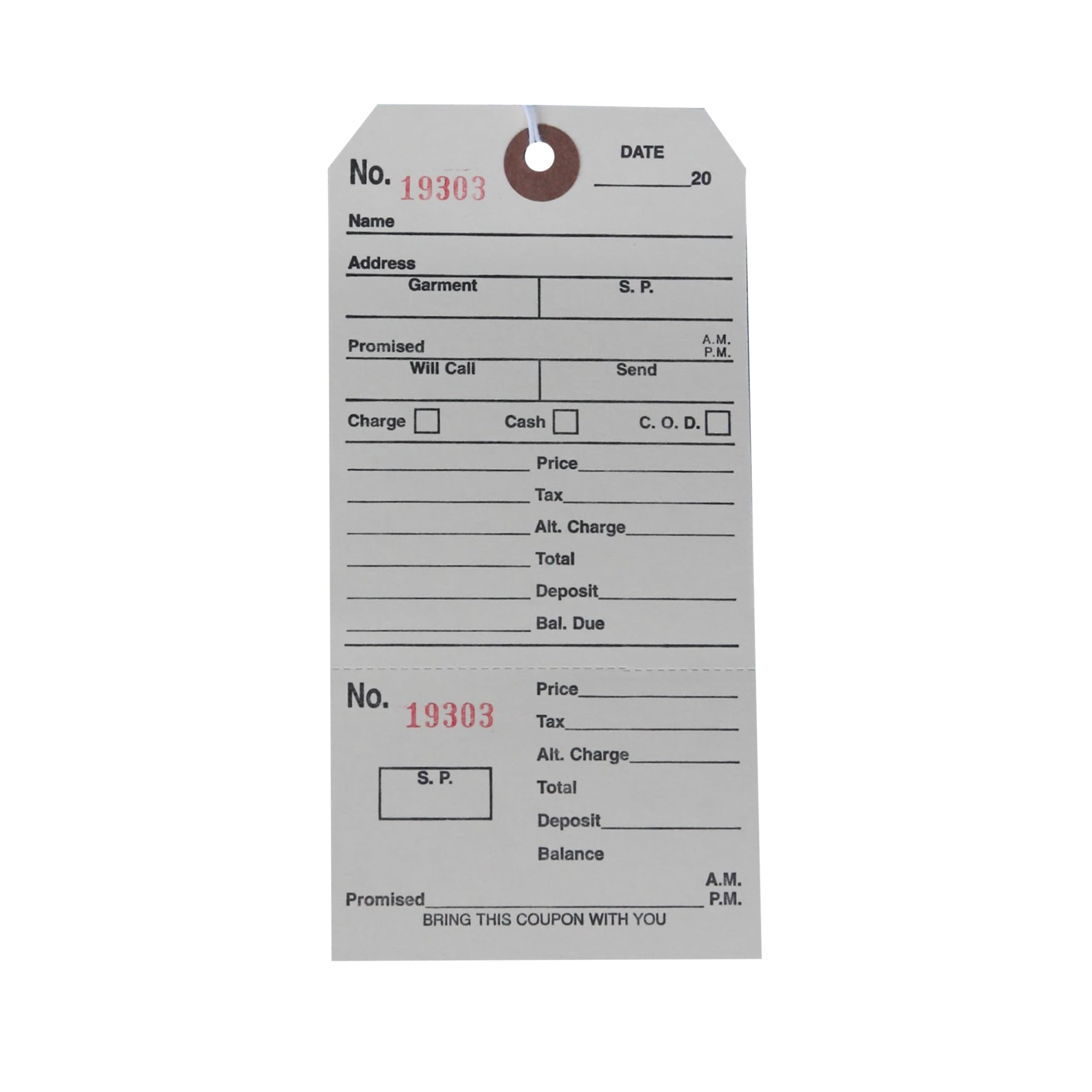 SSWBasics 3W x 6H inch Strung Off-White Perforated Alteration Tags - Box of 500