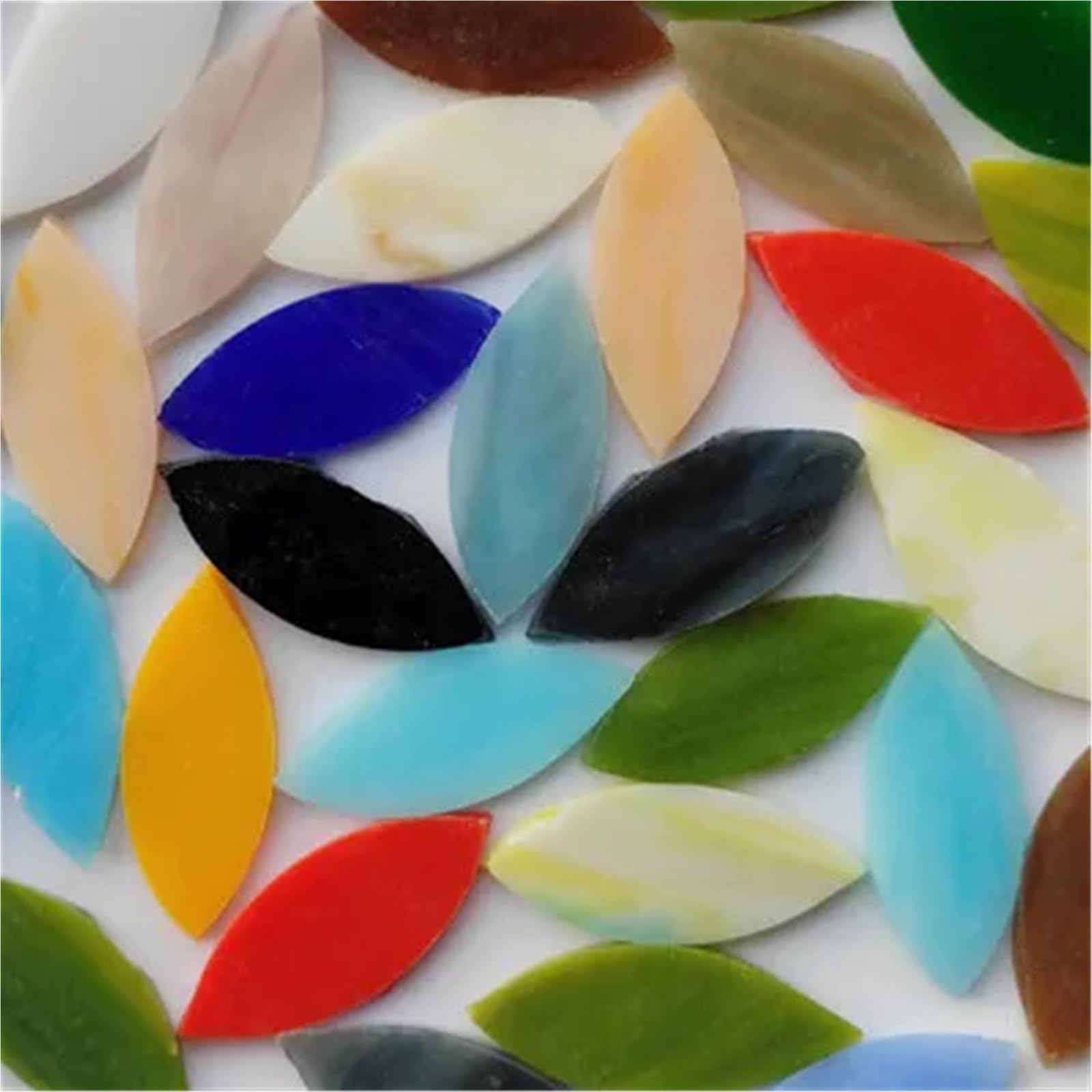 Mtadsbkfp Color 02 Mixed Colour Stained Glass Mosaic Tiles, Ceramics Mosaic Tiles 50 Pcs Multicolor Leaf Shape Diy Art Decoration(Color 02)