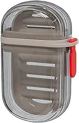 Estojo de sabão de viagem – Recipiente de sabão à prova de vazamento com tampa, suporte de sabonete portátil para viagem, saboneteira para banheiro, chuveiro, academia, férias, ao ar livre (cinza