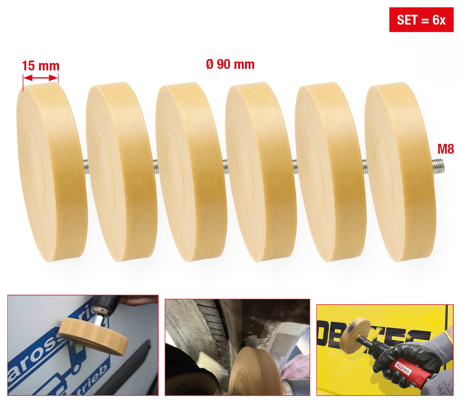 KS Tools 515.1285 Lot de 6 Disques gommes nettoyage