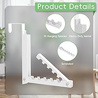 Vista 4 de Ganchos para colgar sobre la puerta, colgador de ropa sobre la puerta con 10 crestas, ahorro de espacio sobre la puerta, ganchos de puerta