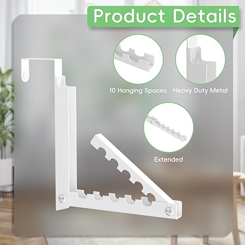 Miniatura 4 de Ganchos para colgar sobre la puerta, colgador de ropa sobre la puerta con 10 crestas, ahorro de espacio sobre la puerta, ganchos de puerta