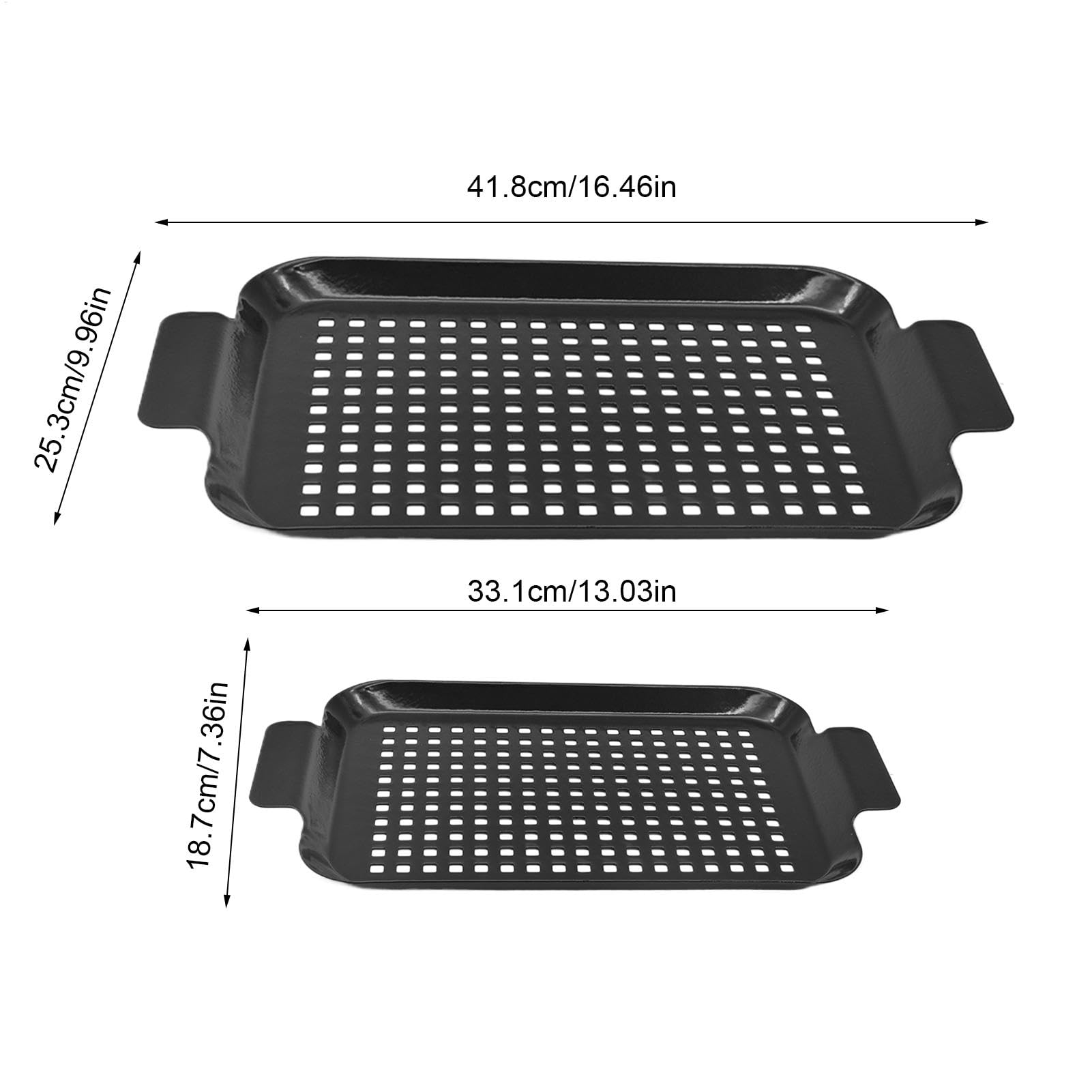 Sartén para cocinar en interiores, 2 sartenes antiadherentes con asas, utensilios de cocina para camping, uso interior y exterior para barbacoas de carbón vegetal, barbacoas ahumadas