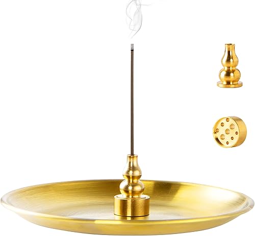 Quemador de incienso 3 en 1 – Soporte de incienso de latón de 5.5 pulgadas para varillas de incienso/bobina de incienso/conos de incienso –