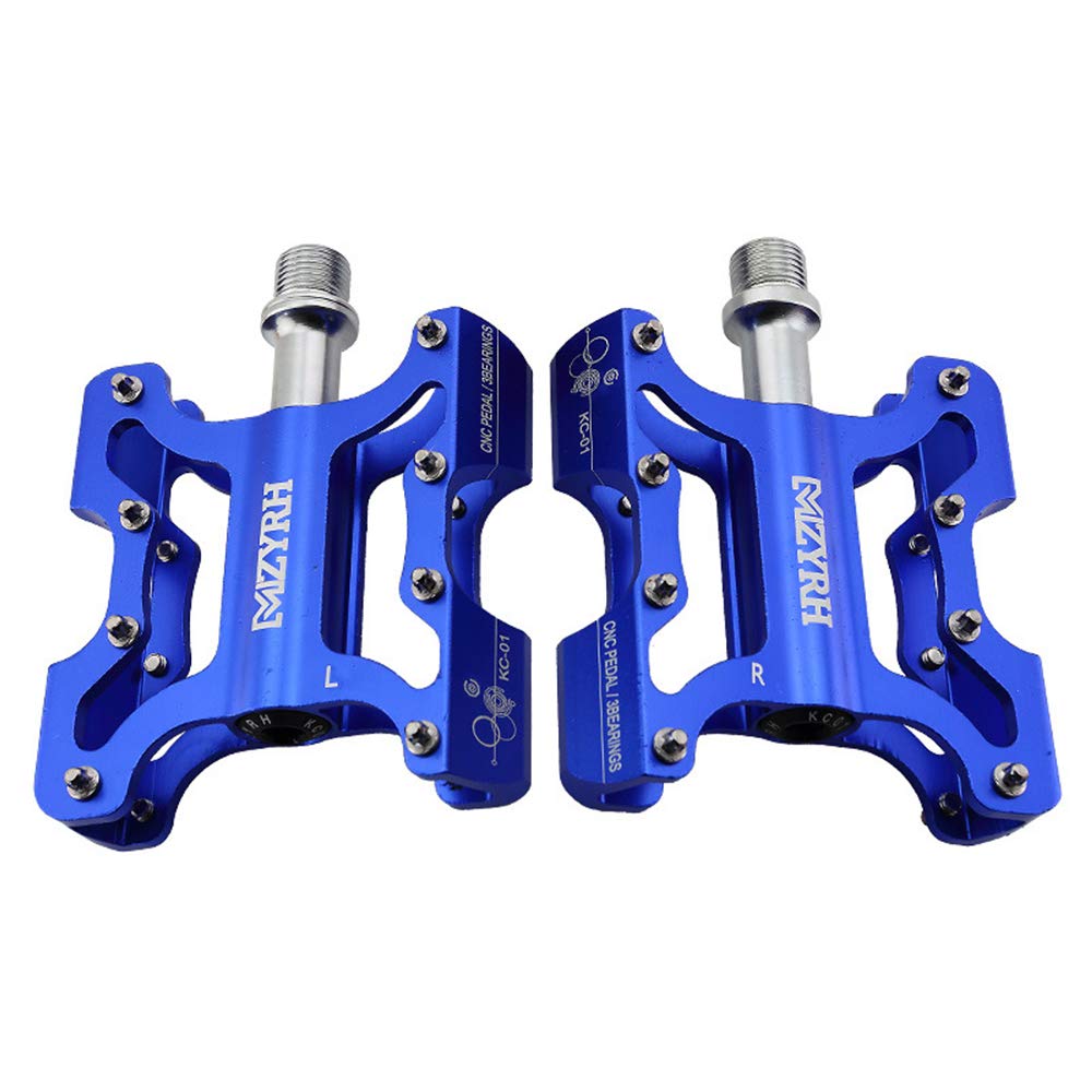MTB Pedali Bici Pedali per Bici Antiscivolo da Montagna Pedali in Lega Piatta per Bici da Piattaforma 3 Cuscinetti per Bici da Strada MTB Fixie,Blue