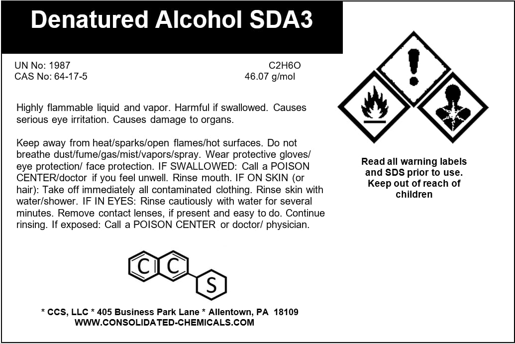 Denatured Alcohol | Multi-Purpose Solvent & Cleaner | Ideal for Paint Thinning, Surface Preparation, and Industrial Applications | (1000mL (32 Fl Oz))
