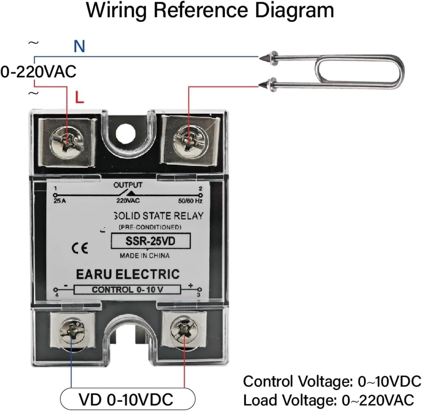 SSR-10VD SSR-40VD SSR 25A 80A 100A Single Phase Solid State Relay Voltage Regulator Module Input 0-10V Output 220VAC Radiator(10A) Controls Relays