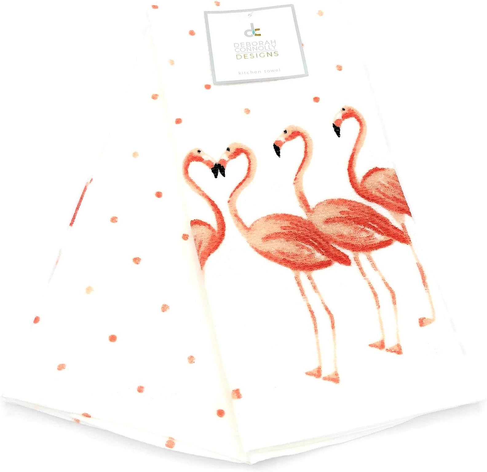 Deborah Connolly Designs Pink Flamingos Soft Absorbent Matching Kitchen Towel Set