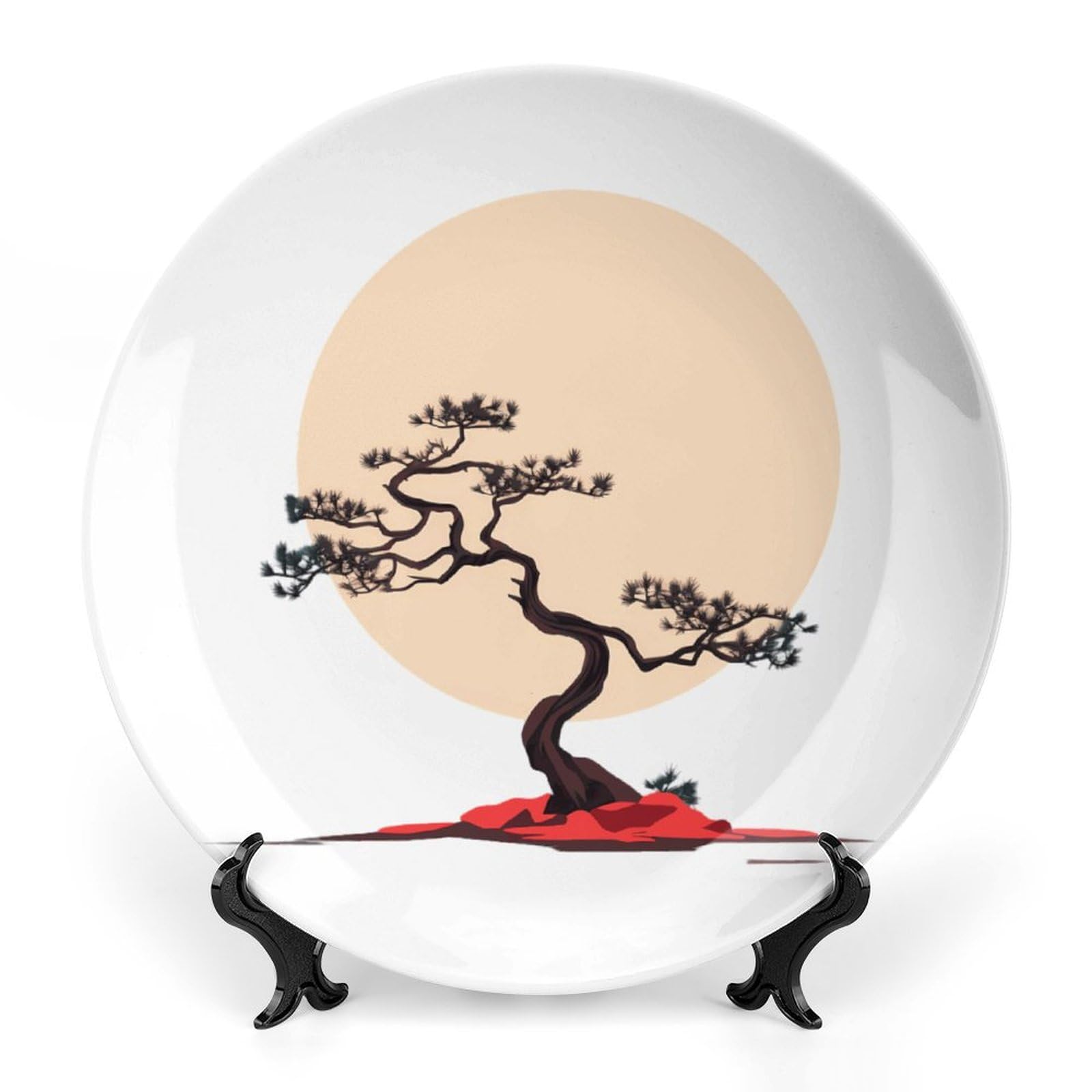 Plato decorativo de porcelana con diseño de árbol bonsái 10 pulgadas