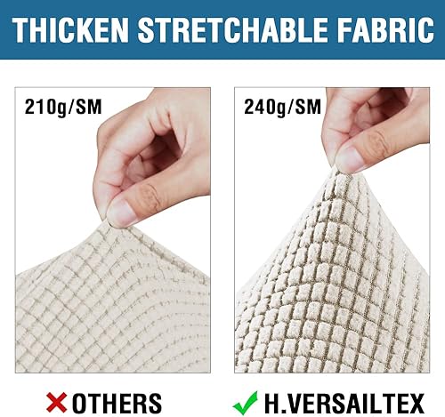 Miniatura 5 de H.VERSAILTEX - 4 fundas de sofá elásticas para 3 fundas de cojín para muebles de sala de estar (funda base más 3 fundas de cojín de asiento), tela