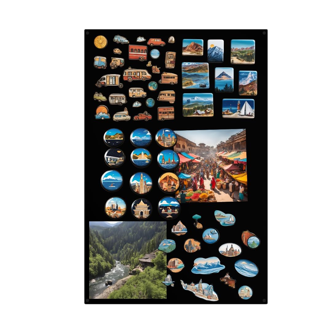 Tableau Magnétique - Tableau Effaçable en Acier - Idéal pour Aimants et Notes - Tableau Noir Magnétique Mural - Compatible avec Marqueurs Craie - Kit de Montage Inclus - 80x50 cm - Noir