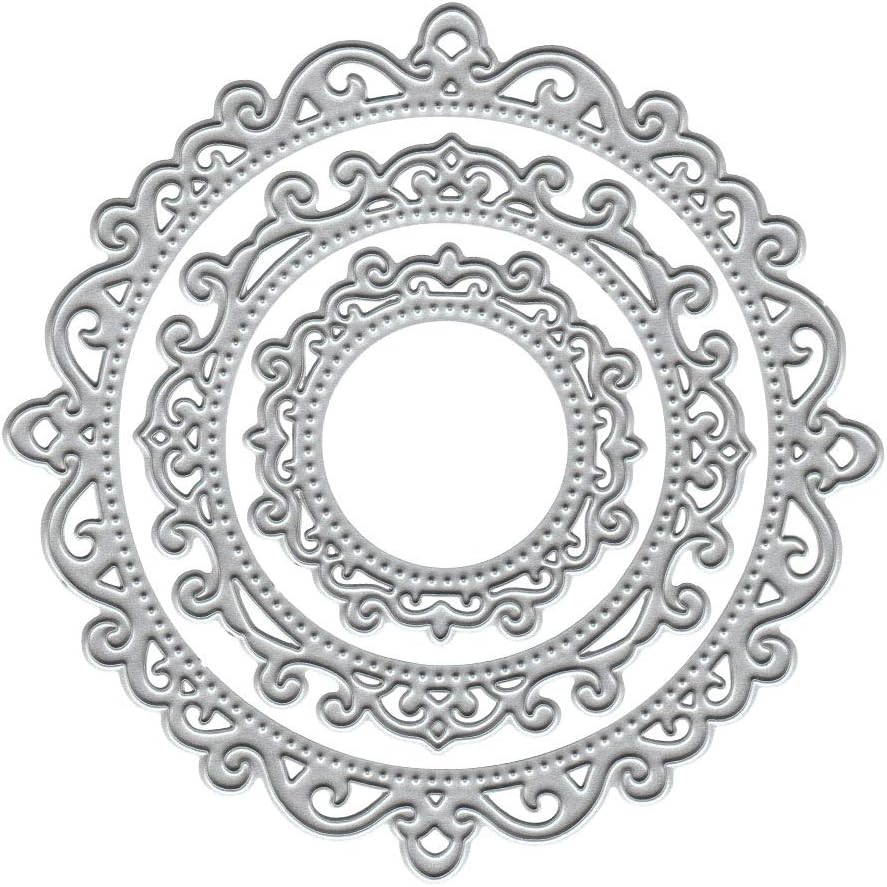 Metal Cutting Dies Nesting Round Lace Frame Embossing Stencil Die Cuts for Card Making Scrapbooking Paper Craft Album Stamps DIY Décor