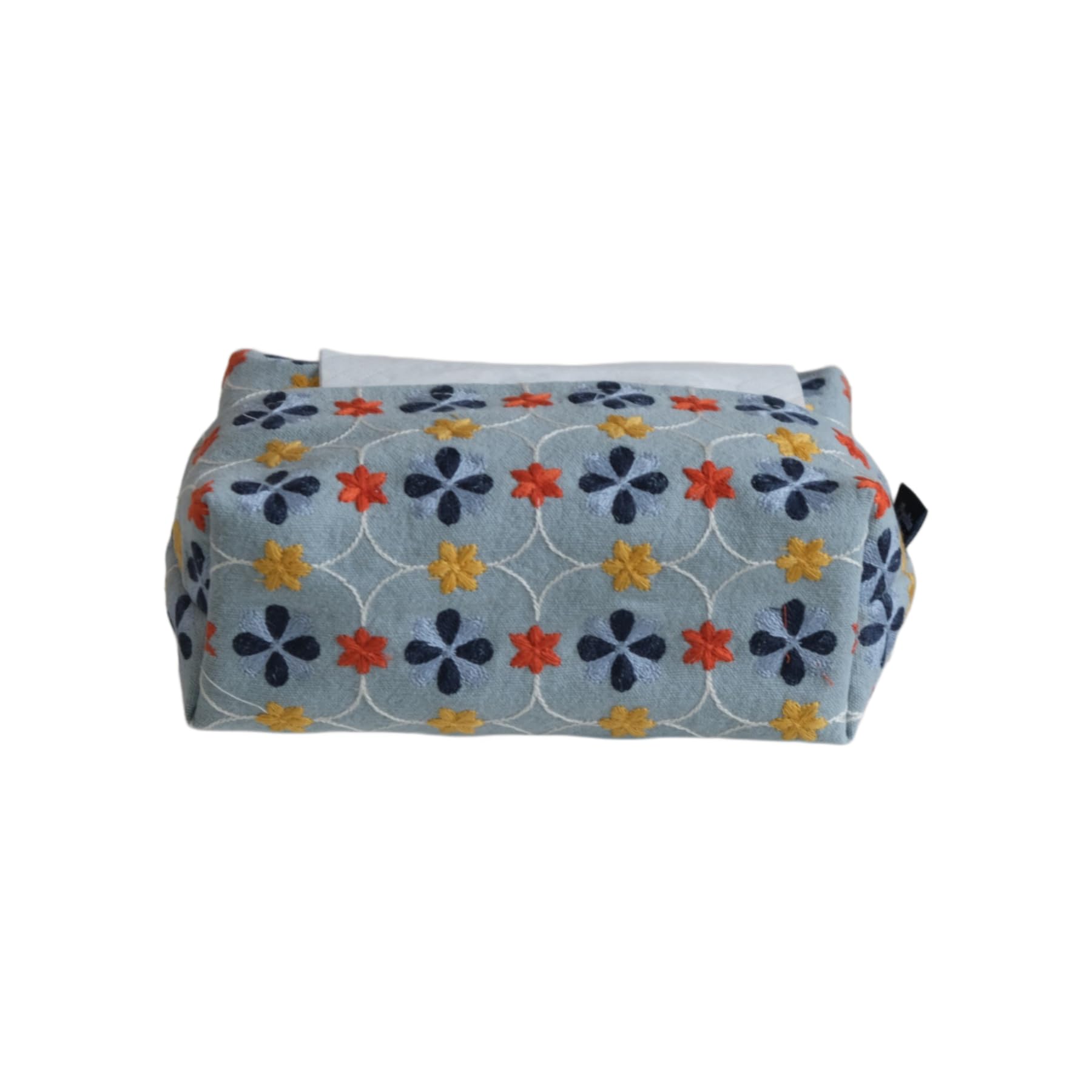 Washable Embroidered Fabric Rectangular Tissue Box Cover Home Decor