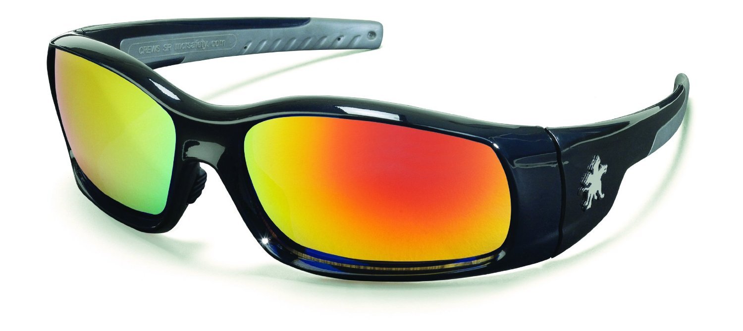 Crews SR11R Swagger Safety Glasses Black Frame w/Fire Mirror Lens (12 Pair)