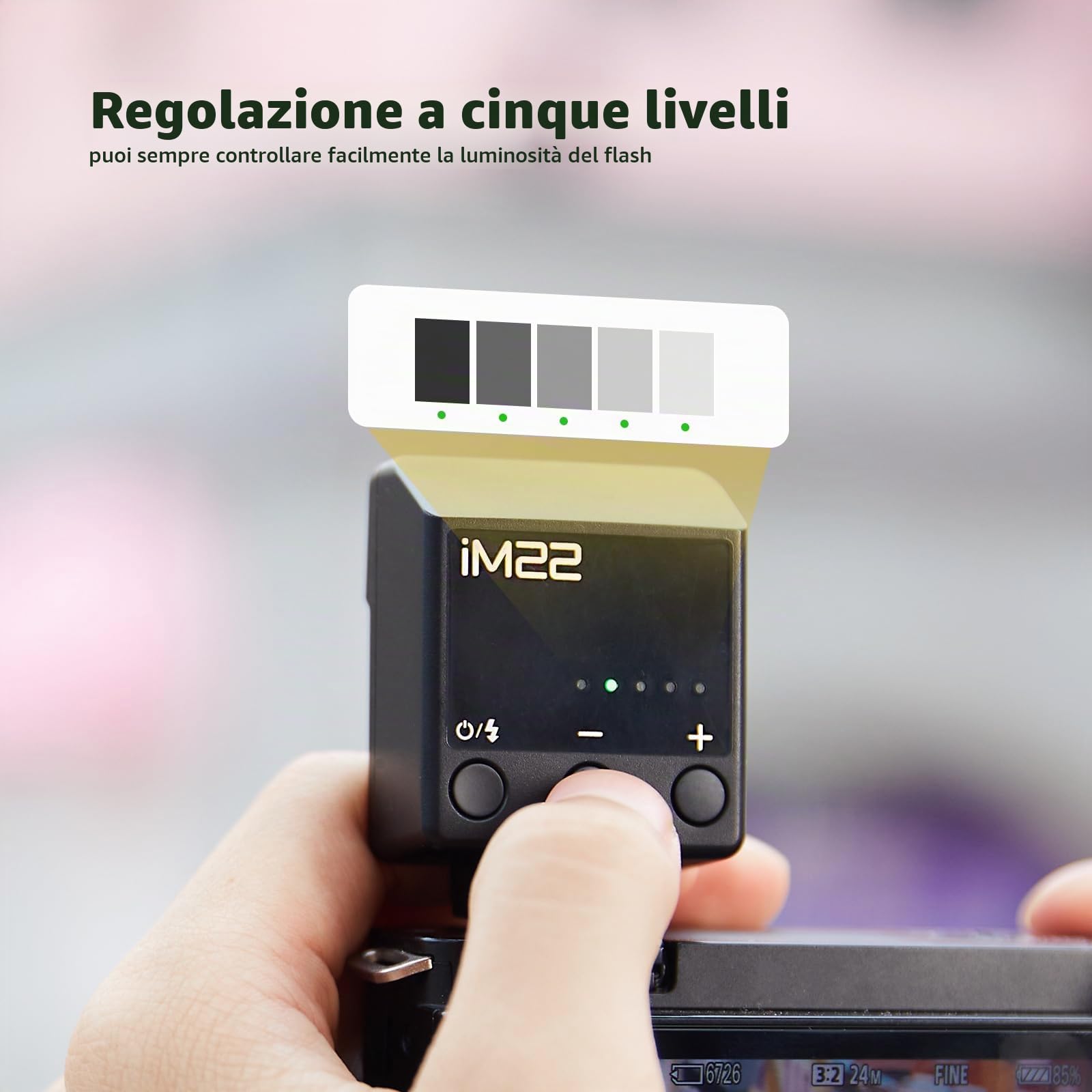 Godox iM22 Mini Fotocamera Flash, Batteria incorporata con 5 Livelli Flash Power per Canon/Sony/Fuji/Nikon/Panasonic/Olympus, per fotocamere con hotshoe singolo contatto