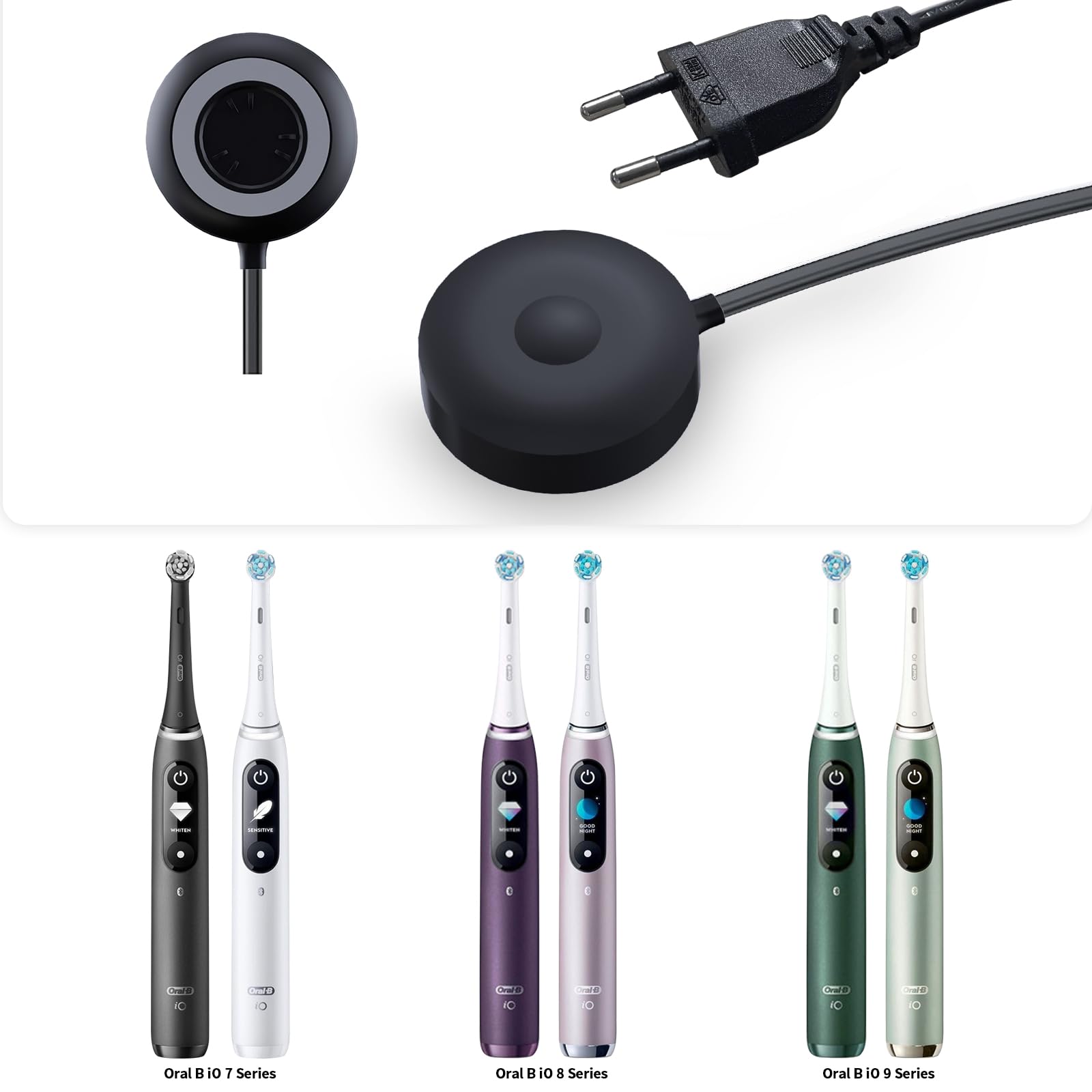 Stazione di ricarica per spazzolino elettrico compatibile con Braun Oral B IO Serie 7 Serie 8 Serie 9, alimentatore di rete per IO7 IO8 IO9