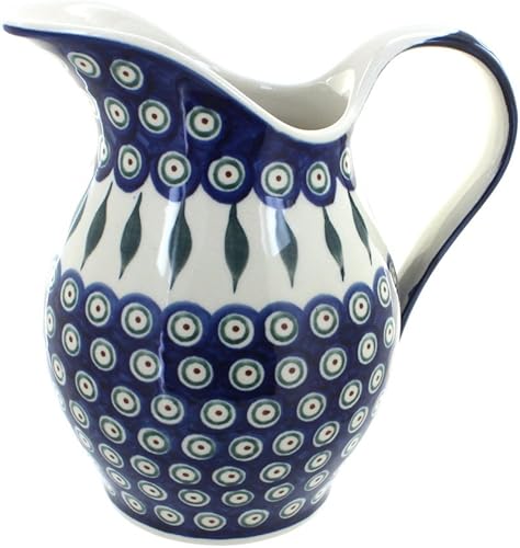 Miniatura 5 de Jarra de tulipanes azules de cerámica polaca rosa azul