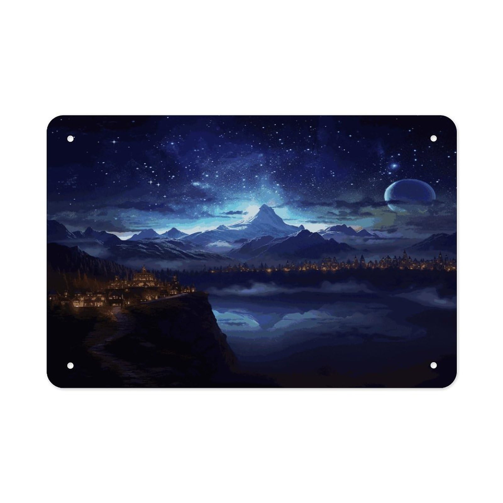 Fodpand Style Fantasy Night Scene Wall Art Metal Signs Tin Sign