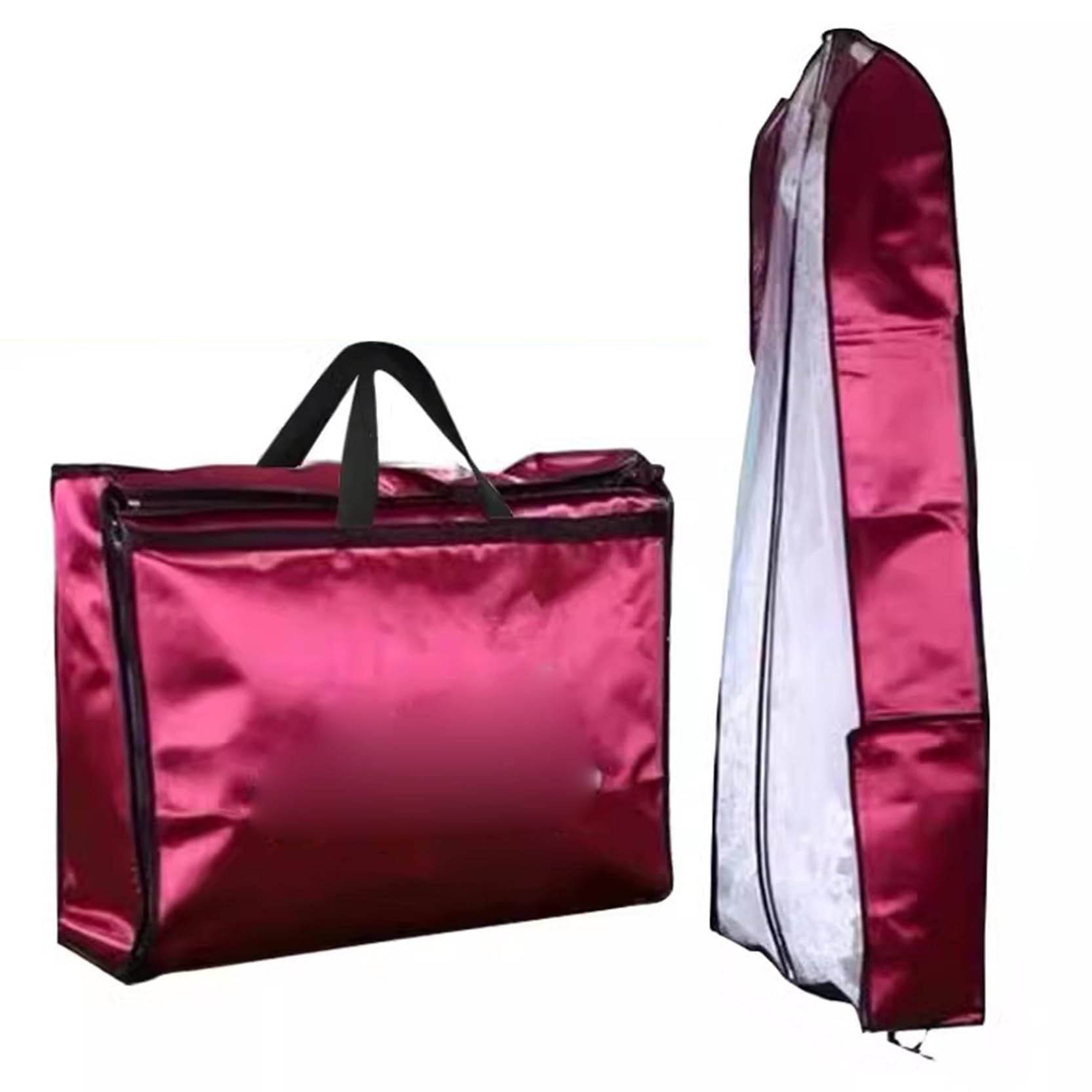 Bolsas para Ropa para Vestidos, Fundas para Ropa para Vestidos de Novia, Altura 2,99 "/78,74", Fundas para Bolsas de Vestir Plegables con Cremallera, Transpirables, Wine Red-60 x 20 x 160 cm