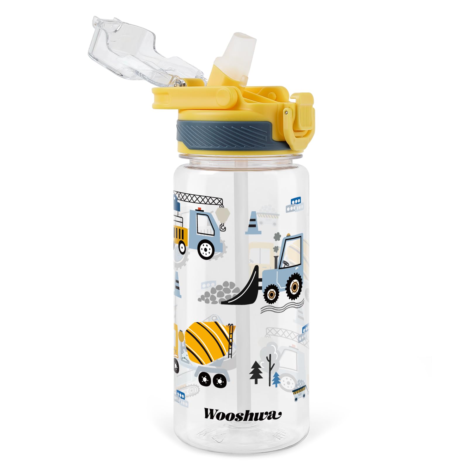 Kids Water Bottle for School 20 Oz Plastic Straw Water Bottle with Silicone Spout and Leakproof Cover Dishwasher