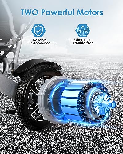 25 Miles Long Range, Aotedor Electric Wheelchairs for Adults Lightweight Foldable All Terrain Motorized Wheelchair for Seniors Intelligent Power Wheelchair Compact Portable Airline Approved - Thumbnail 3