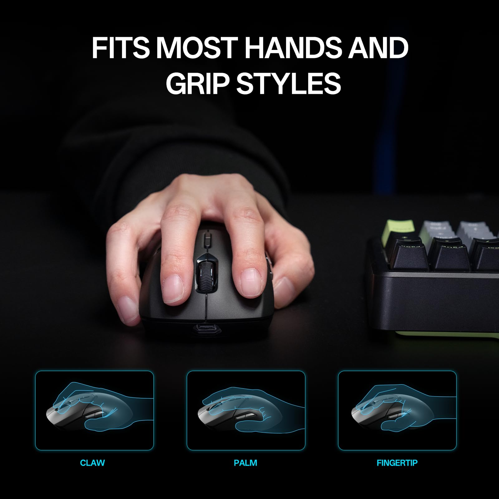 Rapoo VT9Pro - Ratón inalámbrico para juegos, 26000 DPI, mouse superligero 4K para juegos de sondeo, mouse óptico con sensor PAW 3398 para PC portátil, 10 botones programables, batería de larga