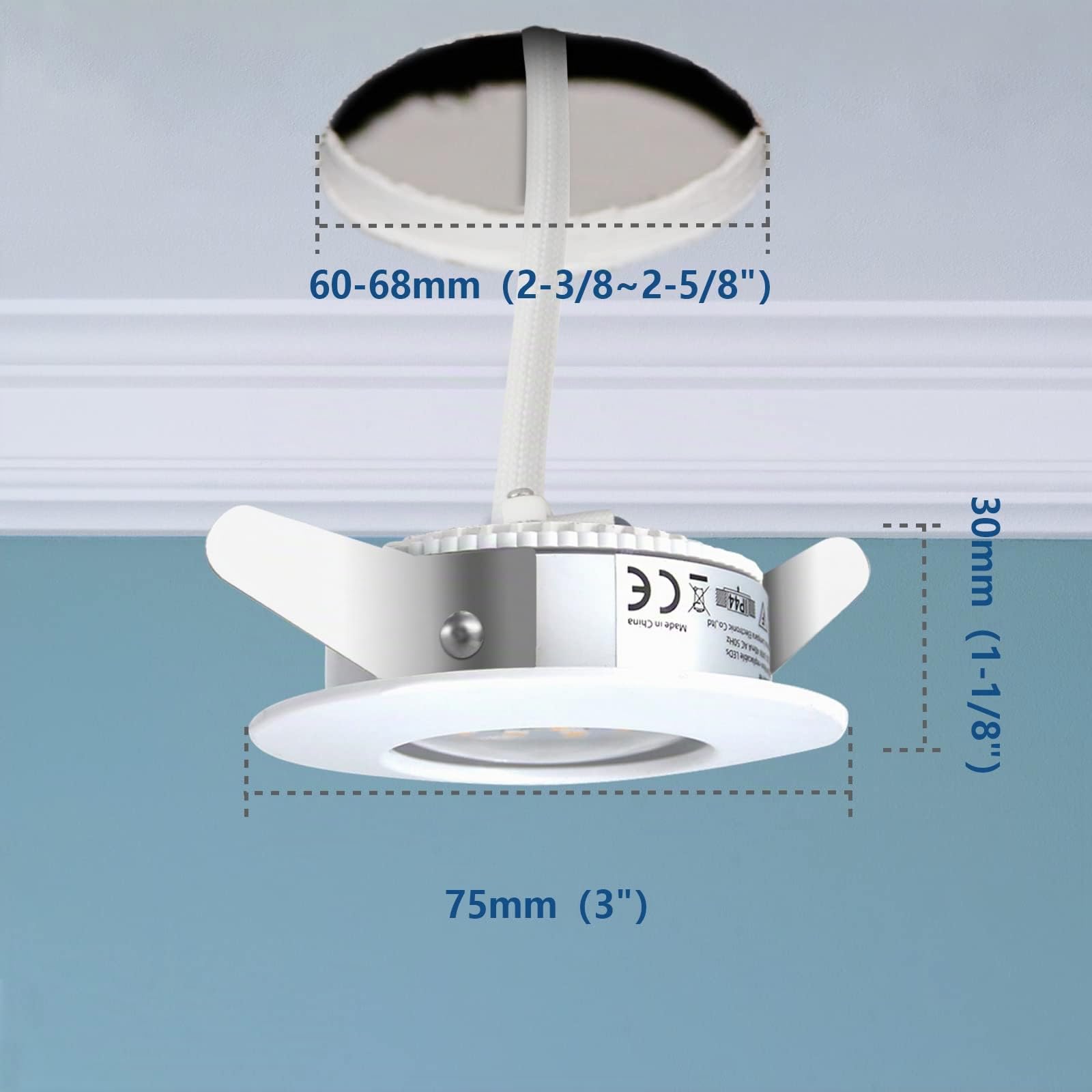 HiBay Einbaustrahler LED 5W Flach LED Spot 230V Badezimmer IP44 Deckenspots 3000K Warmweiß Einbauleuchten Weiß Rund 500lm 6er Set