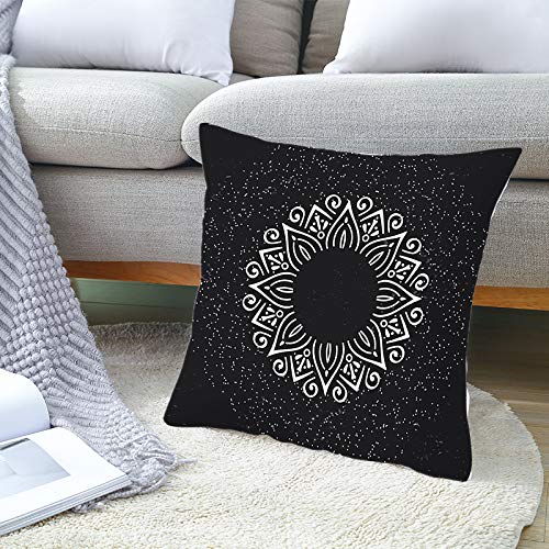 Hhocn 4 Pieces Mandala Bohemian Pillow Cover Boho Hippie Elephant Black And White Square Throw Pillow Case Sofa Bed Couch Throw Cushion Cover Decoration (18" X 18") #TOP5