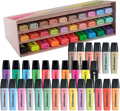 STABILO BOSS ORIGINAL - Highlighter - Deskset of 30 - with 9 Neon Colours, 14 Pastel Colours, 6 NatureCOLORS and 1 Black Marker