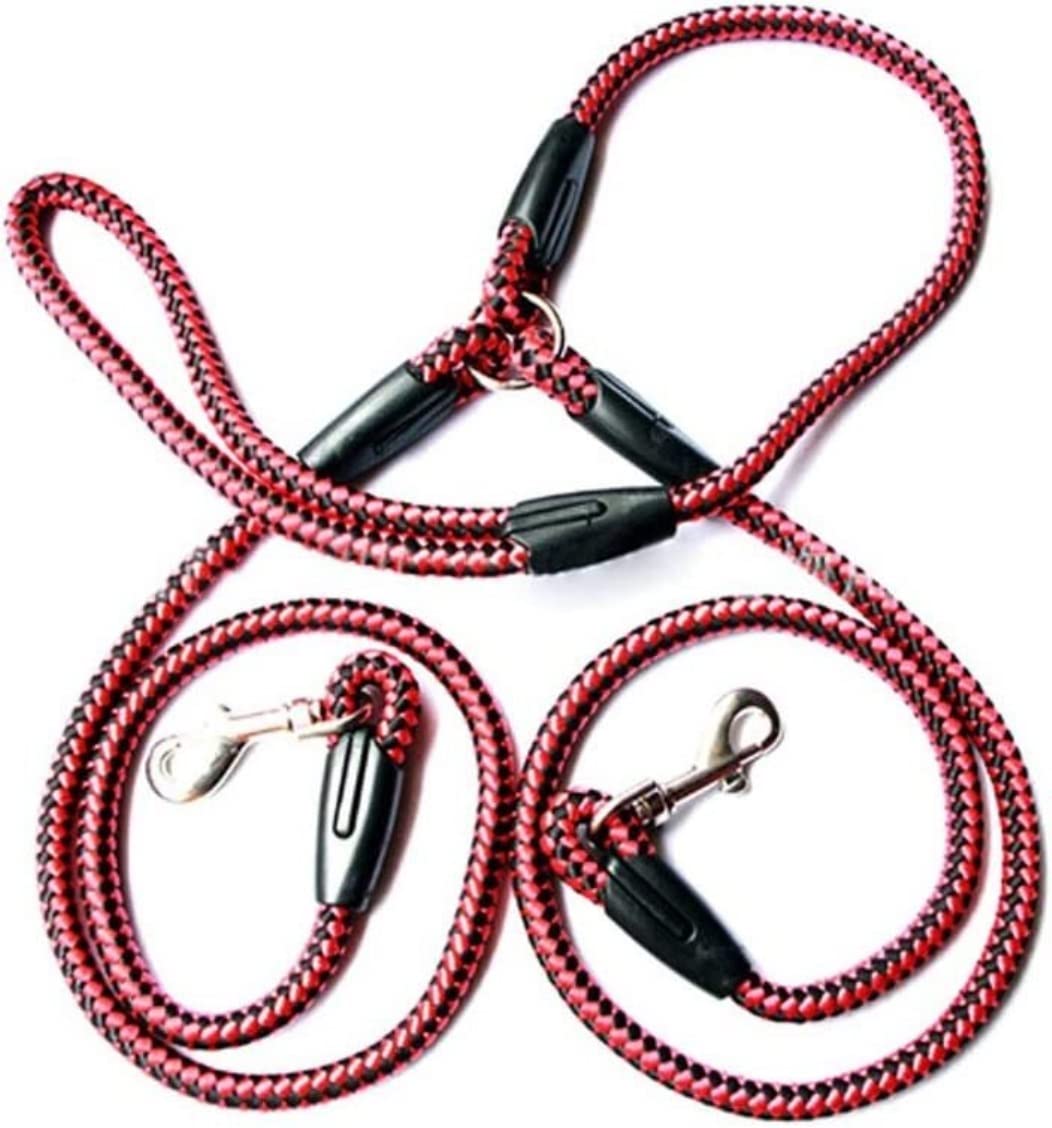 Correa Perro Correr Collar De Perro Mascota Dos Cabezas, Correa Restricción Seguridad Plomo para Cachorros Estilo Doble, Perritos Antideslizantes Reforzada(Rot,1.5 * 120cm)
