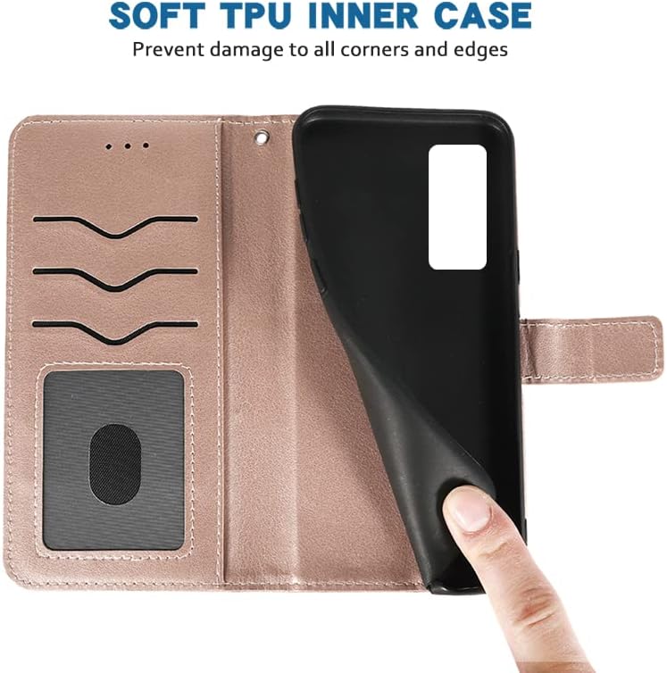 Miniatura 6 de Compatible con Vivo X60 Pro Plus 5G - Funda tipo cartera con correa de muñeca y soporte de cuero para tarjetas, accesorios para celular, funda para