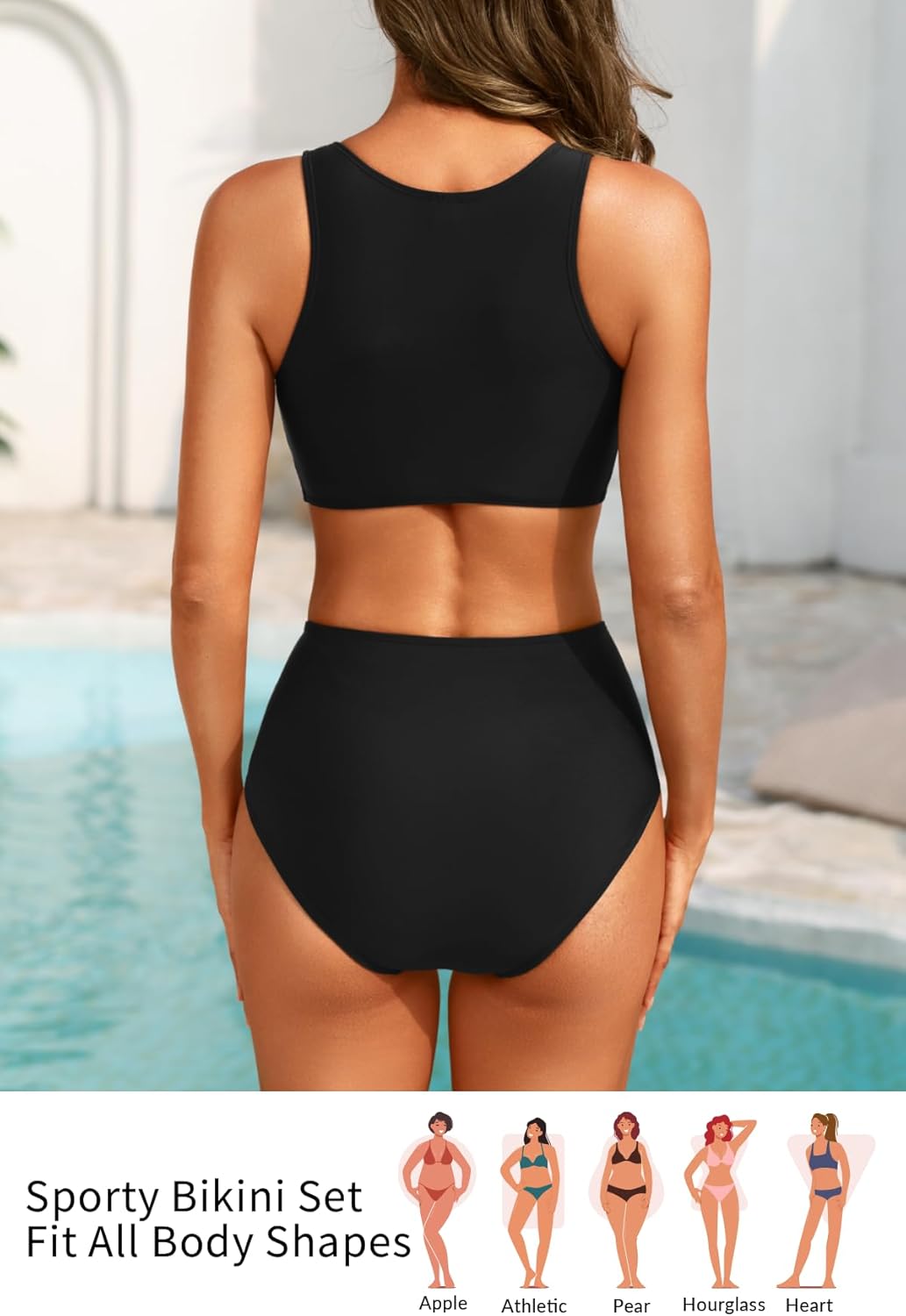 Tempt Me Women Two Piece High Waisted Bikini Set Sporty Swimsuits Bathing Suit with Bottom for Teen Girls