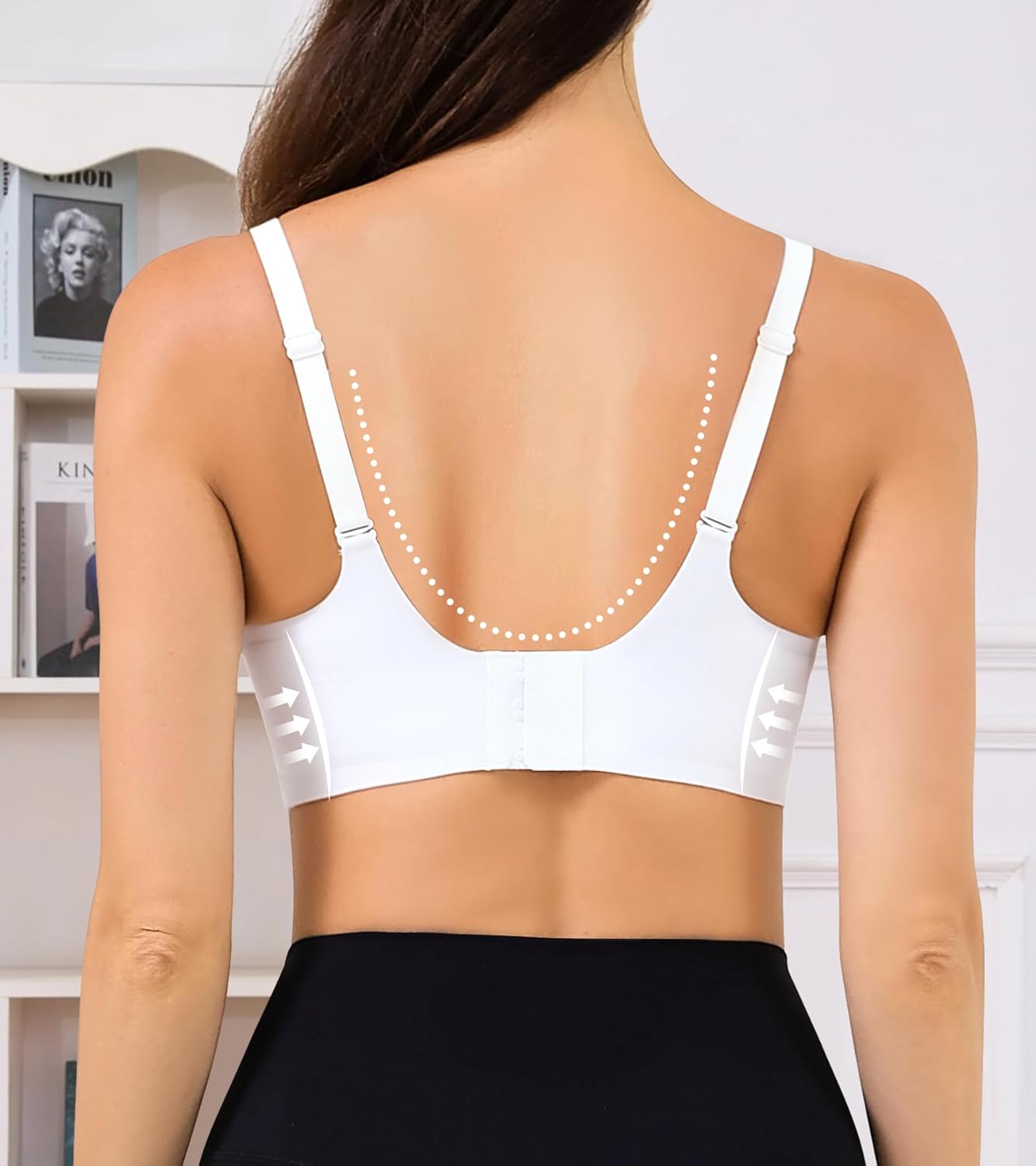 Push Up Bras for Women, Wireless V Neck Full Coverage Bra, Seamless Supportive Sport Tshirt Everyday Bralette - Image 2