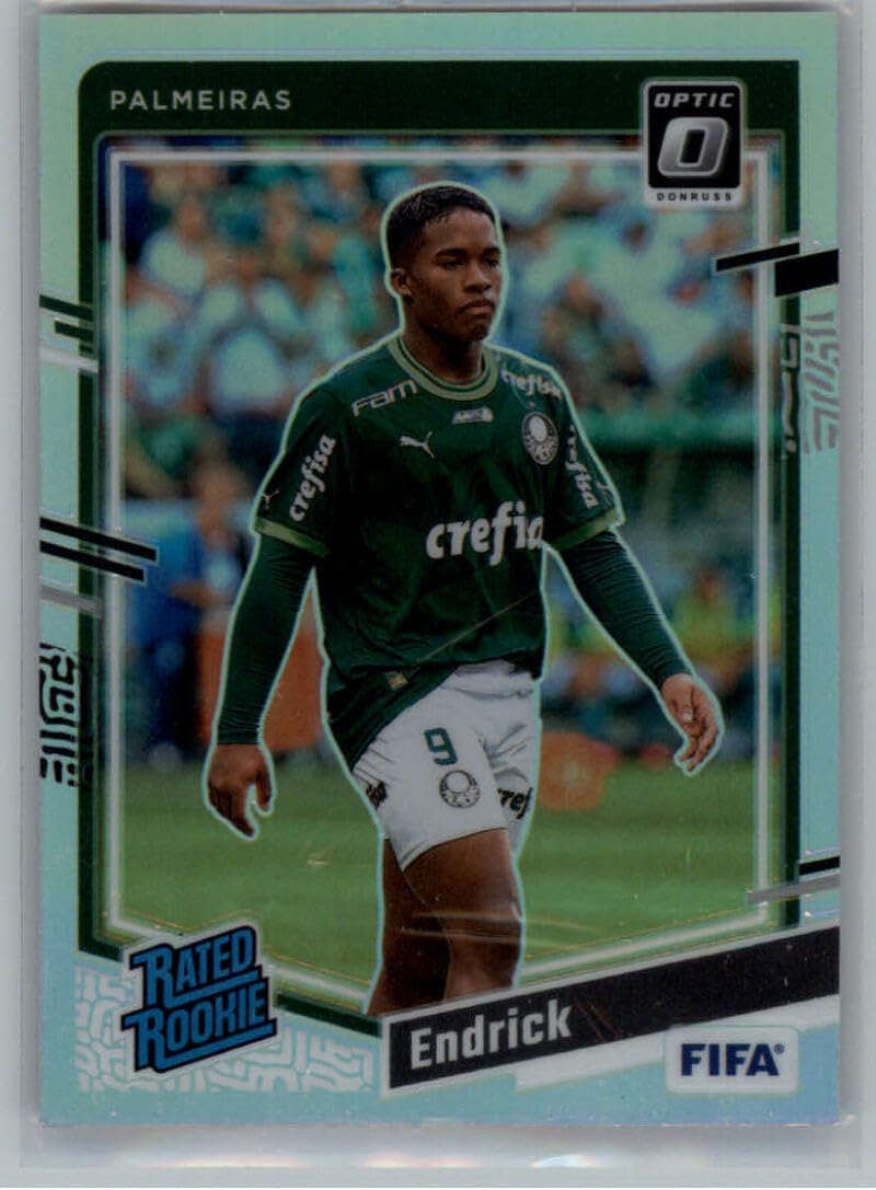 2023-24 Donruss Optic Silver Holo PRIZMS #176 Endrick RC Rookie Card Palmeiras Official FIFA Soccer Card in Raw (NM or Better) Condition
