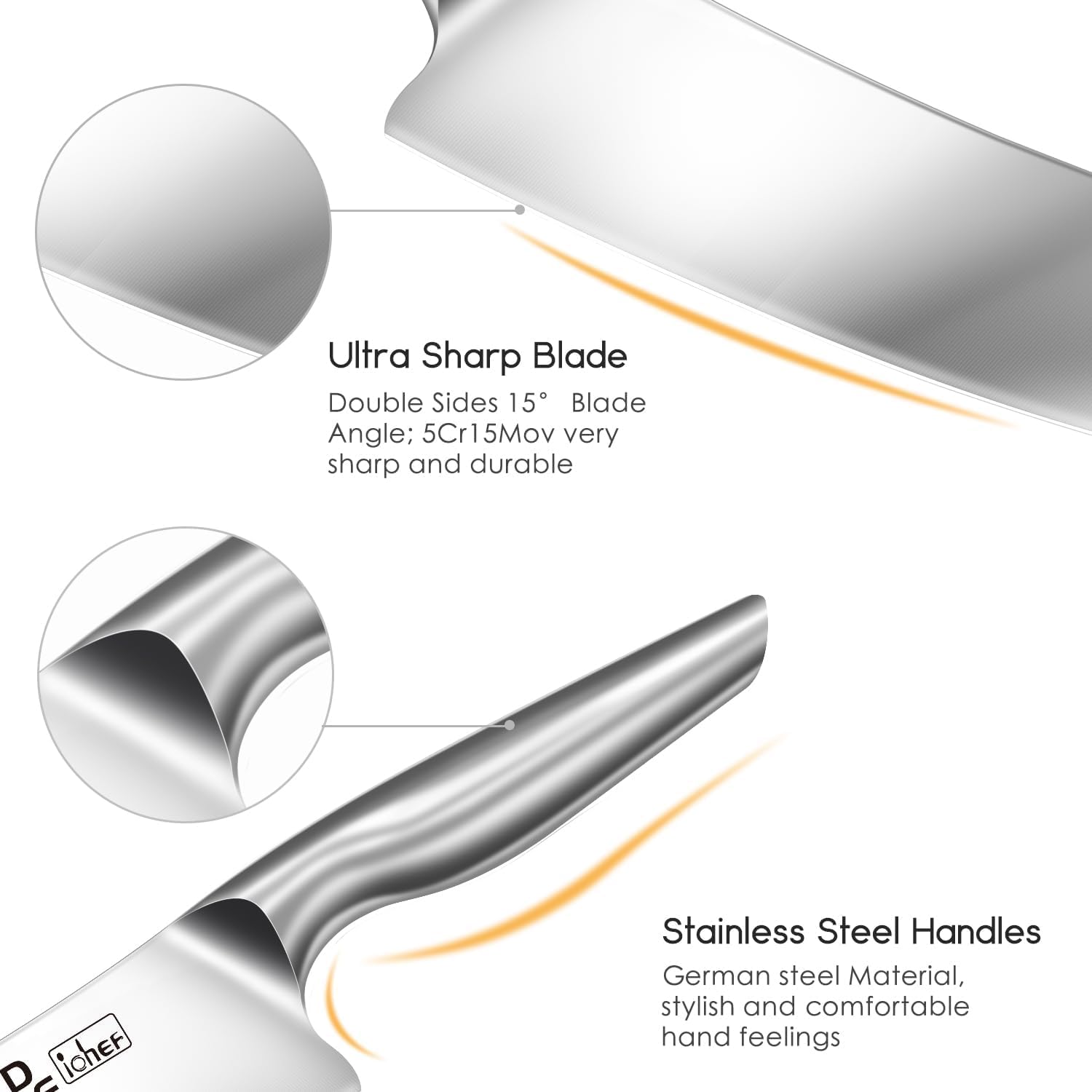 DDF iohEF Nakiri Kitchen Knife, Chef's Knife In Japanese Stainless Steel Professional Cooking Knives, Non-slip Ultra Sharp Knife with Ergonomic Handle - Image 3