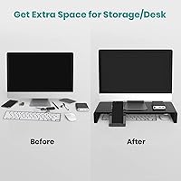 Vista 7 de 2 Pack Computer Monitor Stand, Klearlook Foldable Monitor Stand Riser, Height Adjustable Computer Stand, Monitor Riser Stand with Storage Drawer &