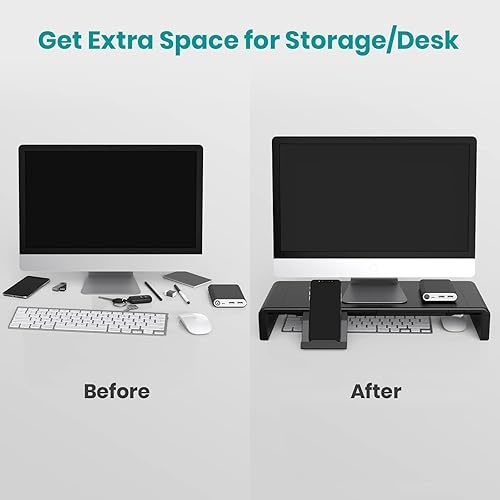 Miniatura 7 de Klearlook - Paquete de 2 soportes para monitor de computadora, soporte plegable para monitor, soporte de computadora ajustable en altura, soporte