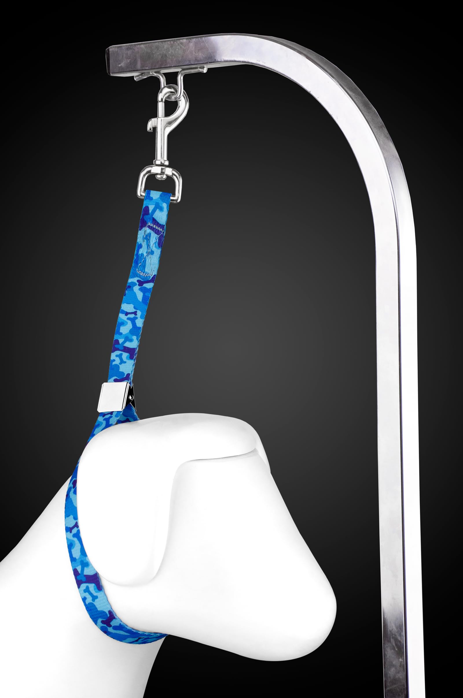 Country Brook Petz Dog & Pet 5/8 Inch Grooming Loop with Spring Loaded Clip - 18 Unique Designs for Grooming and Vet Tables (Blue Bone Camo)