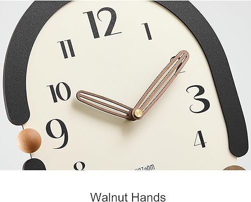 Miniatura 5 de Wooden Wall Clock, Living Room Decorative Wall Clock, Solid Wood Frame Silent Wall Clock for Bedroom, Living Room, Entryway(Black)