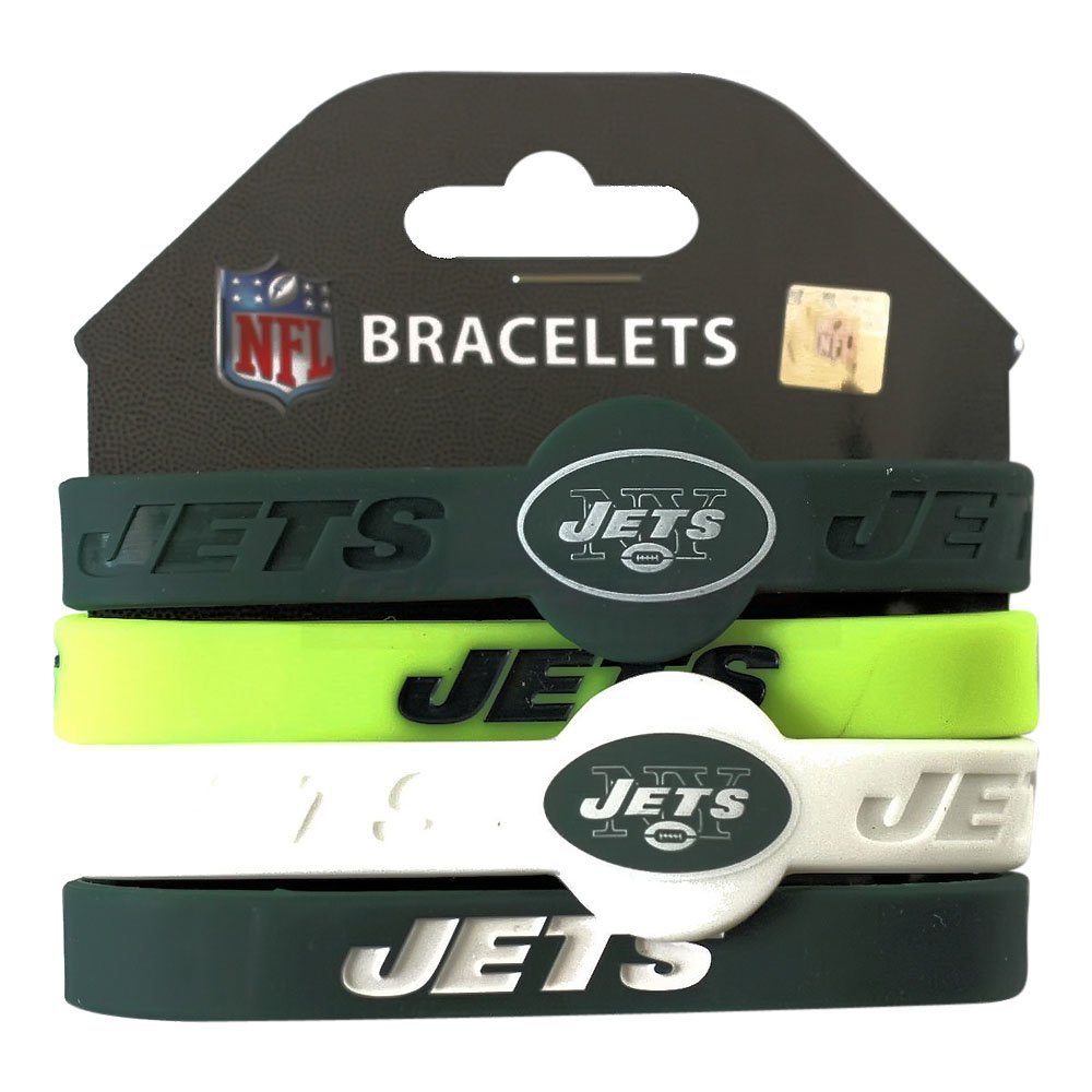 NFL New York Jets Silicone Rubber Wrist Band Bracelet (Set of 4), One Size, Multicolor by aminco โ image 1